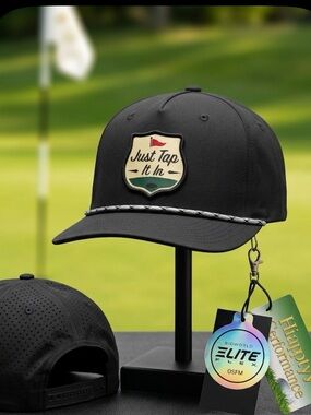 Bioworld Black 'Just Tap It In' Golf Hat with Contrast Rope